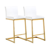 Parma Performance Vegan Leather and Gold Stainless Steel Counter Stool - Set of 2