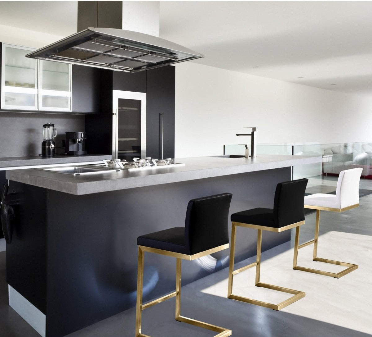 Parma Performance Vegan Leather and Gold Stainless Steel Counter Stool - Set of 2