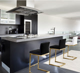 Parma Performance Vegan Leather and Gold Stainless Steel Counter Stool - Set of 2