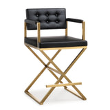 Director Performance Vegan Leather Stool with Gold Base
