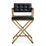 Director Performance Vegan Leather Stool with Gold Base
