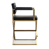 Director Performance Vegan Leather Stool with Gold Base