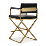 Director Performance Vegan Leather Stool with Gold Base