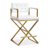 Director Performance Vegan Leather Stool with Gold Base