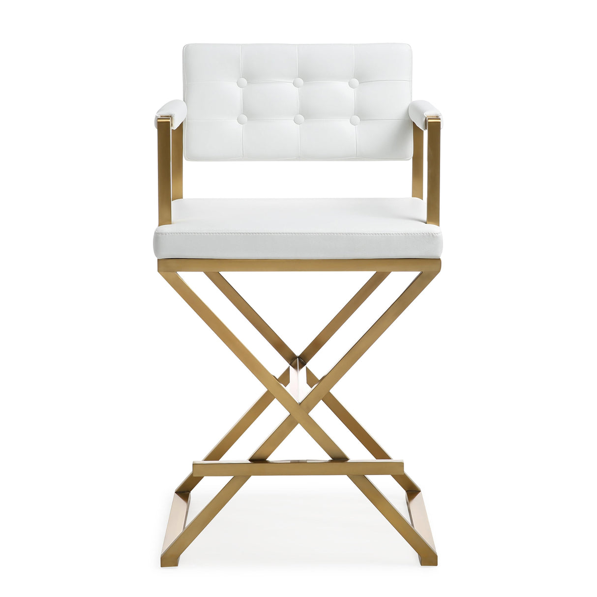 Director Performance Vegan Leather Stool with Gold Base