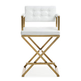 Director Performance Vegan Leather Stool with Gold Base