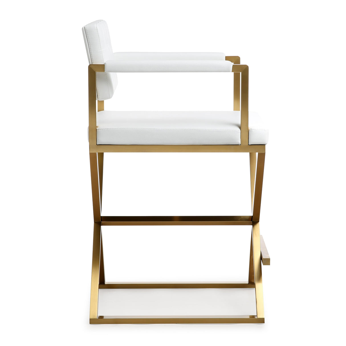 Director Performance Vegan Leather Stool with Gold Base