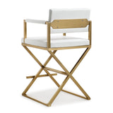 Director Performance Vegan Leather Stool with Gold Base