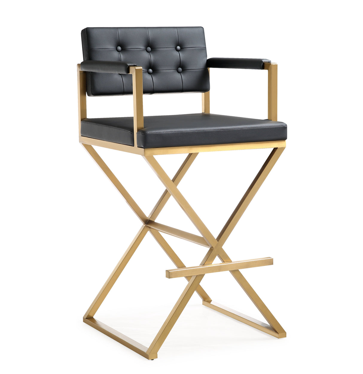 Director Performance Vegan Leather Stool with Gold Base