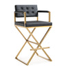 Director Performance Vegan Leather Stool with Gold Base