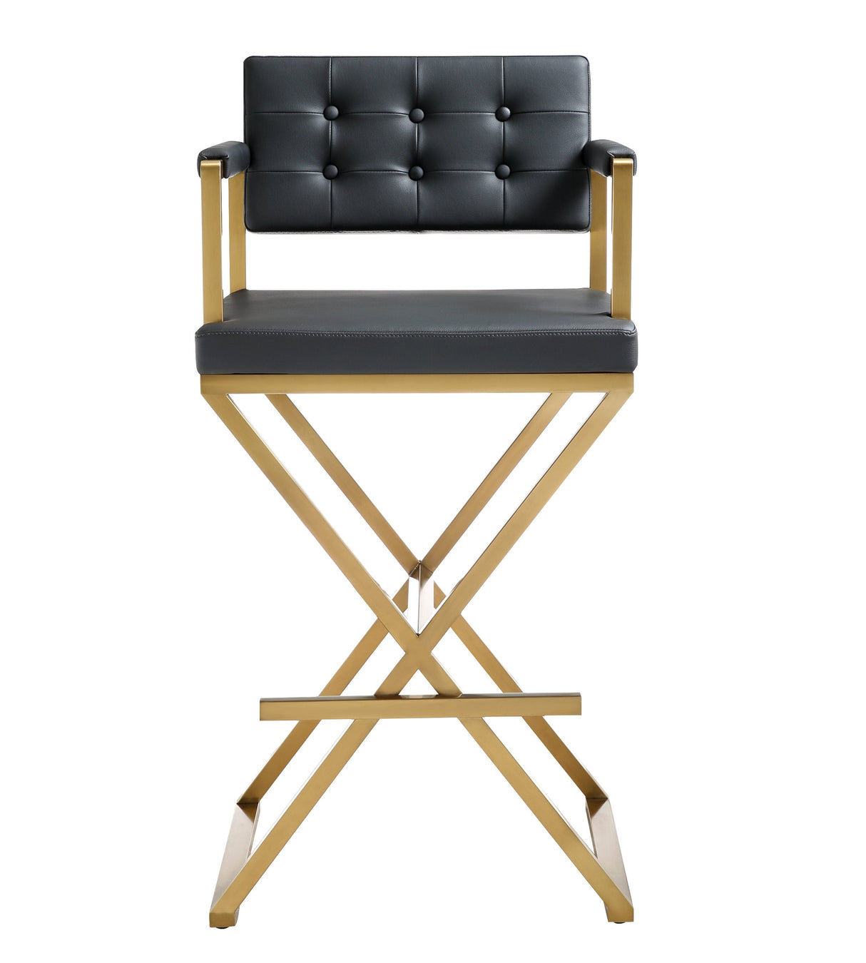 Director Performance Vegan Leather Stool with Gold Base