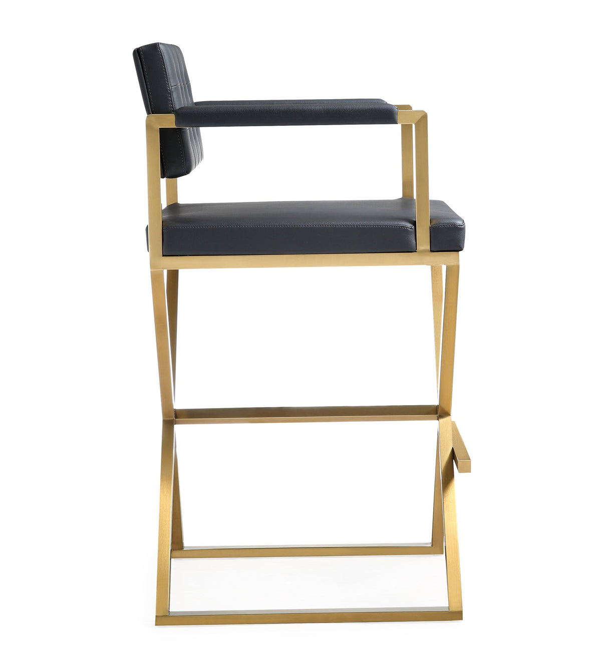 Director Performance Vegan Leather Stool with Gold Base