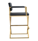 Director Performance Vegan Leather Stool with Gold Base