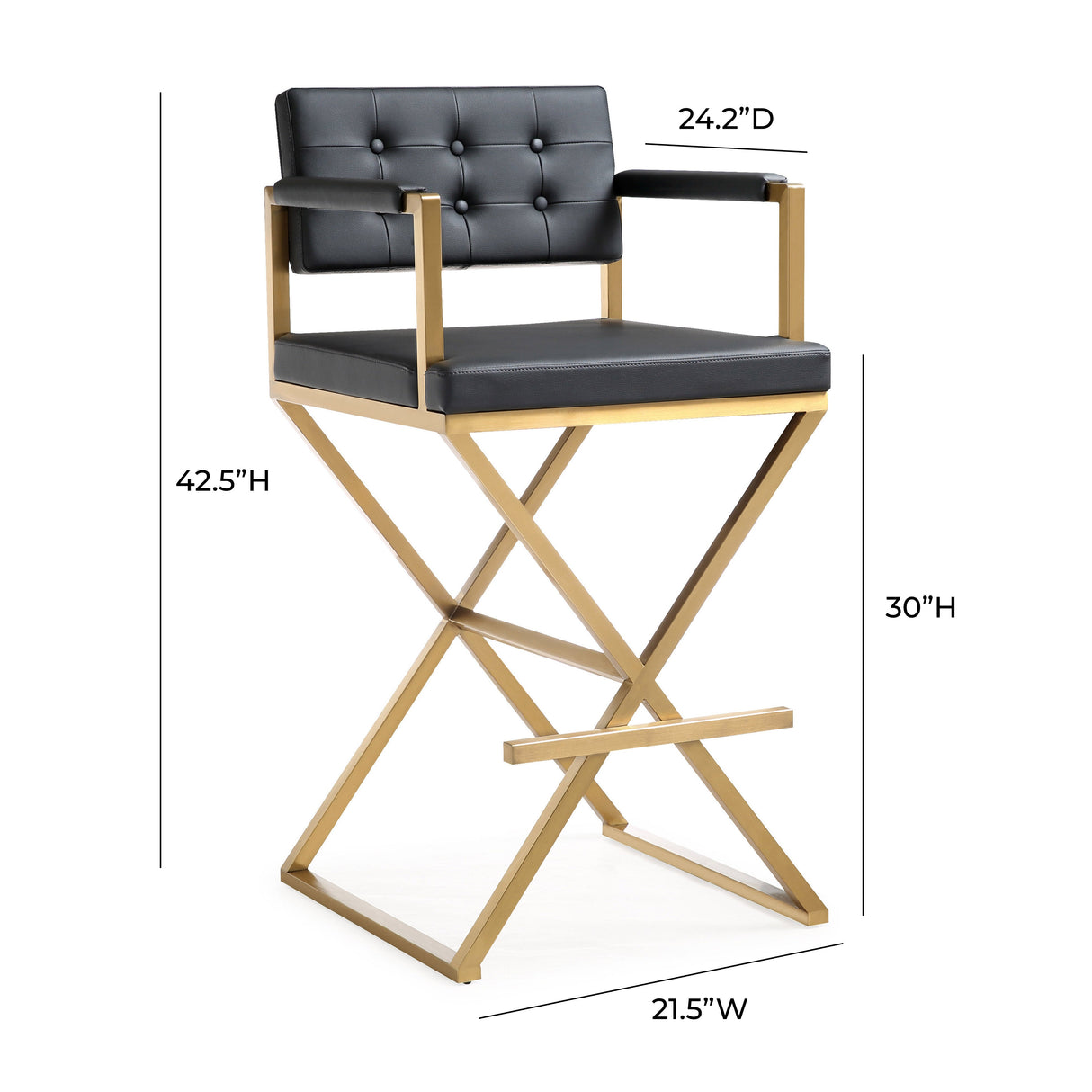 Director Performance Vegan Leather Stool with Gold Base