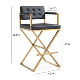 Director Performance Vegan Leather Stool with Gold Base