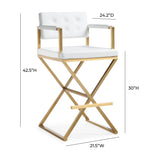 Director Performance Vegan Leather Stool with Gold Base