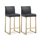 Denmark Performance Vegan Leather Stool with Gold Base - Set of 2