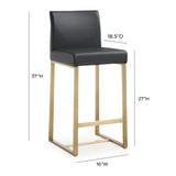 Denmark Performance Vegan Leather Stool with Gold Base - Set of 2