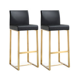 Denmark Performance Vegan Leather Stool with Gold Base - Set of 2