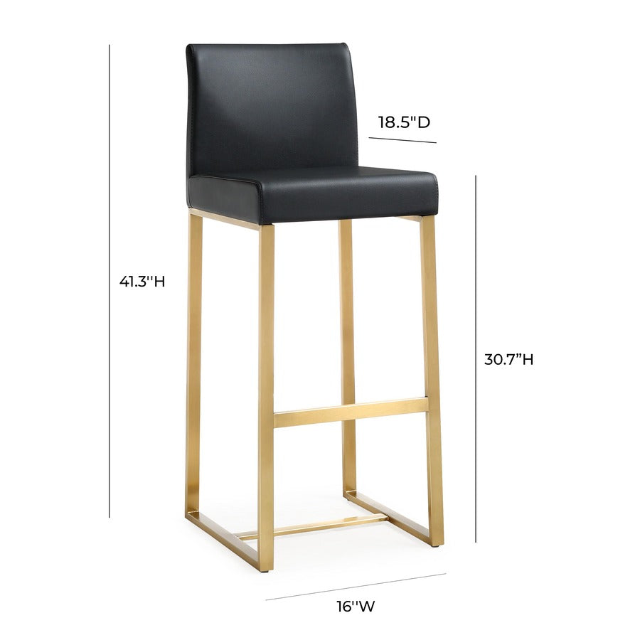 Denmark Performance Vegan Leather Stool with Gold Base - Set of 2