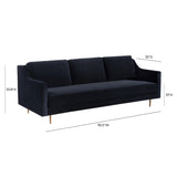 Milan 90.5" Black Velvet Sofa
