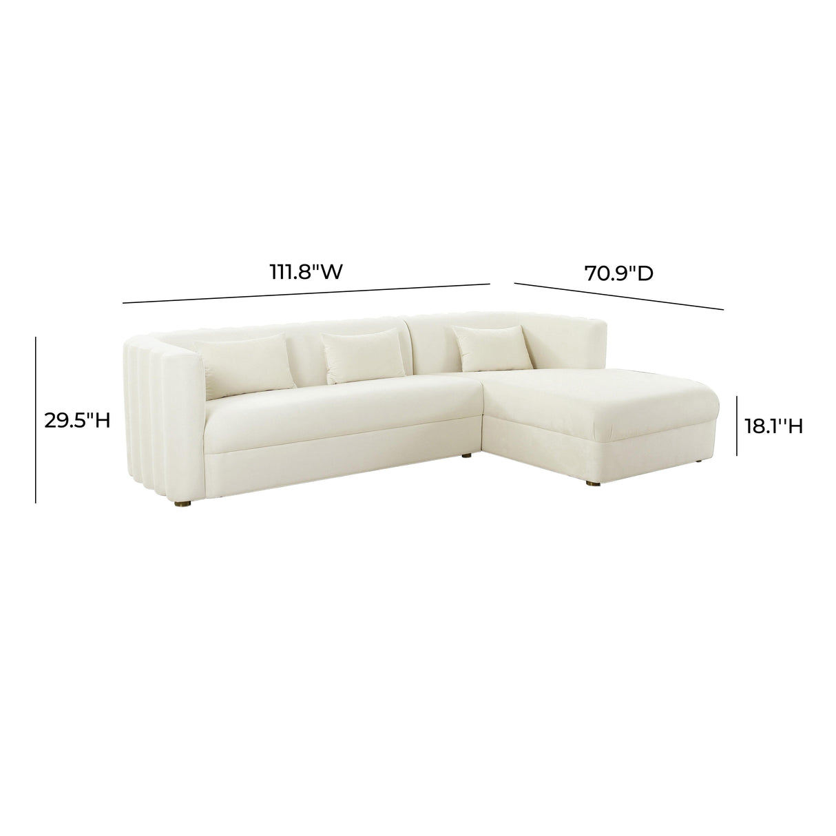 Callie 2-Piece Velvet L-Shaped Sectional