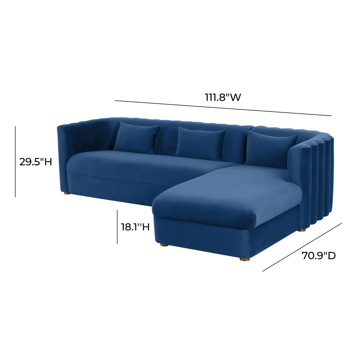 Callie 2-Piece Velvet L-Shaped Sectional