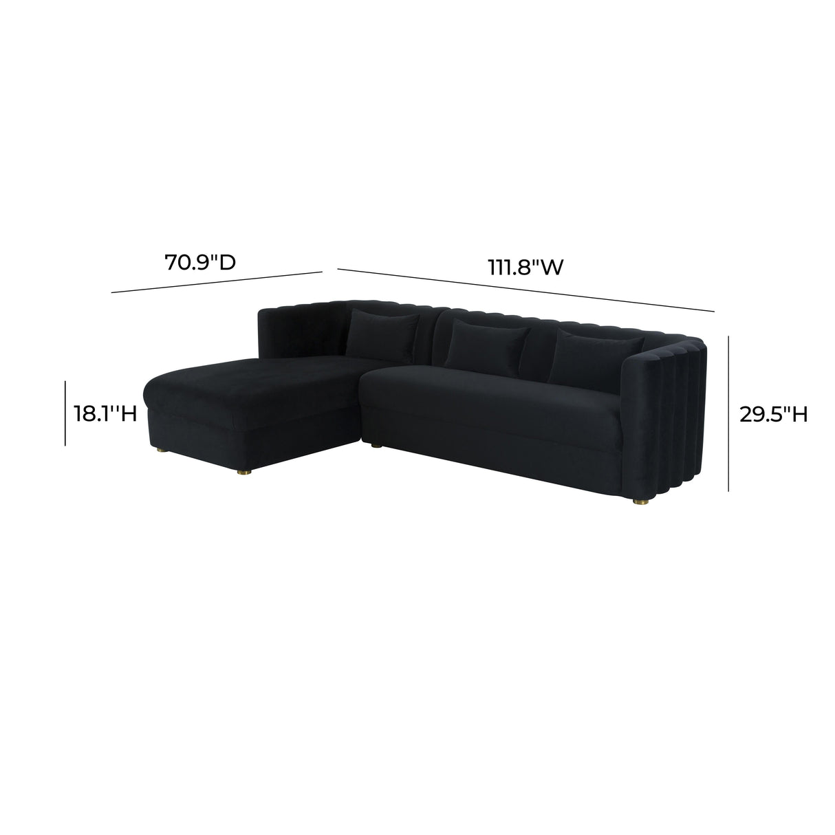 Callie 2-Piece Velvet L-Shaped Sectional