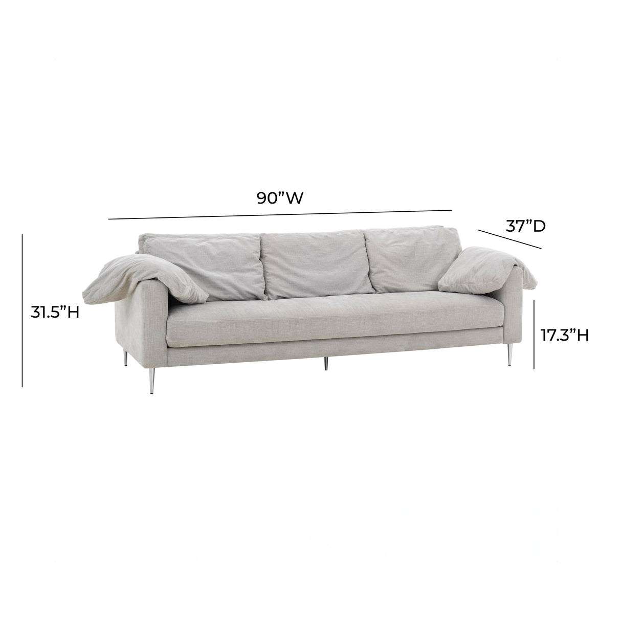 Vari 90" Textured Velvet Lounge Sofa