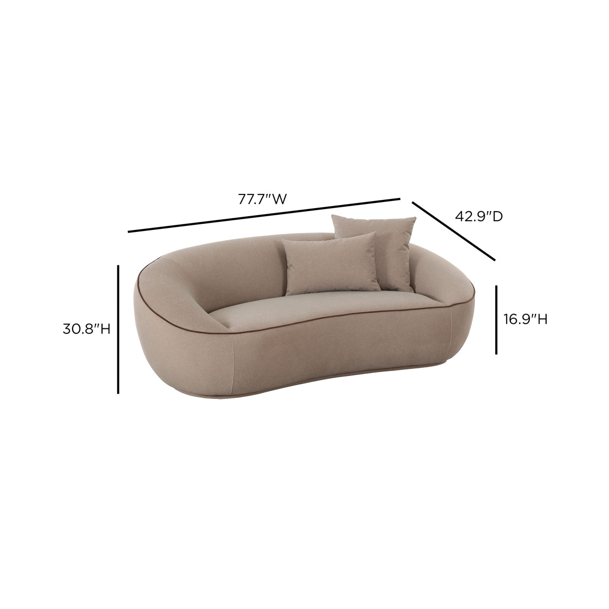 Jenny 78" Taupe Performance Faux Mohair Loveseat - View 7