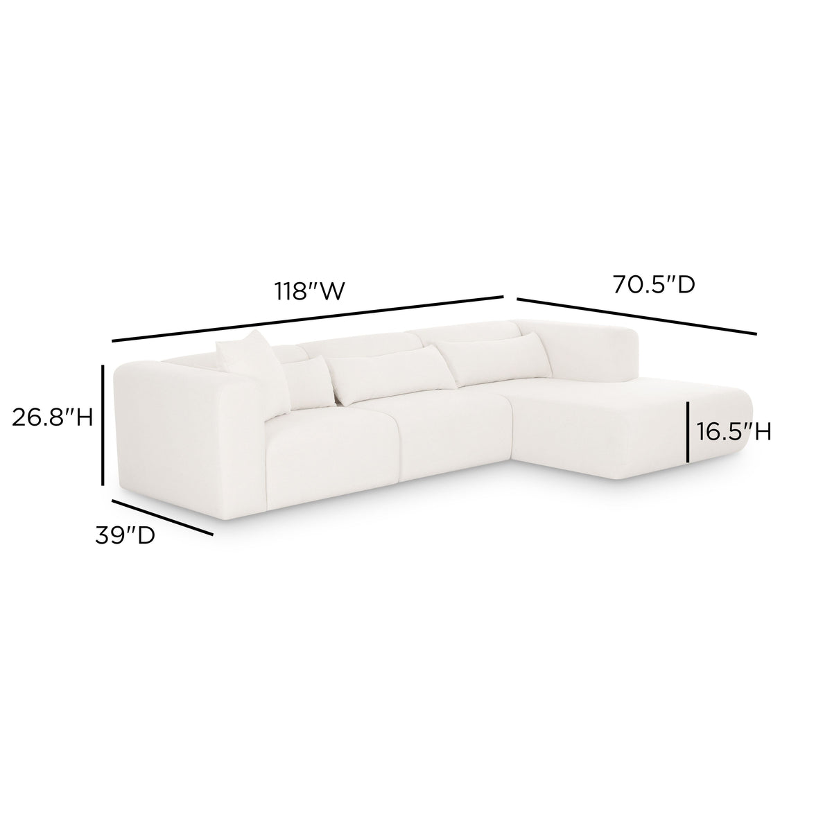 Tarra 3-Piece Cream Performance Chenille Modular Sectional - View 6