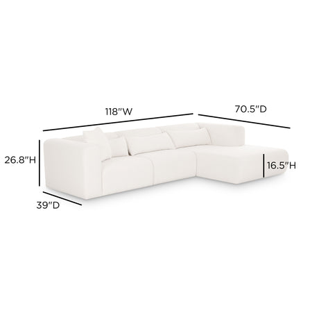 Tarra 3-Piece Cream Performance Chenille Modular Sectional - View 6
