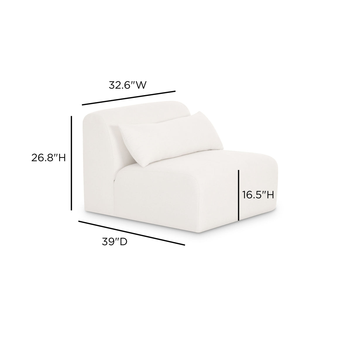 Tarra Cream Performance Chenille Modular Armless Chair - View 7