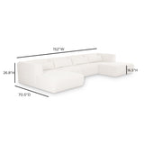 Tarra 4-Piece Cream Performance Chenille Modular U-Sectional - View 6