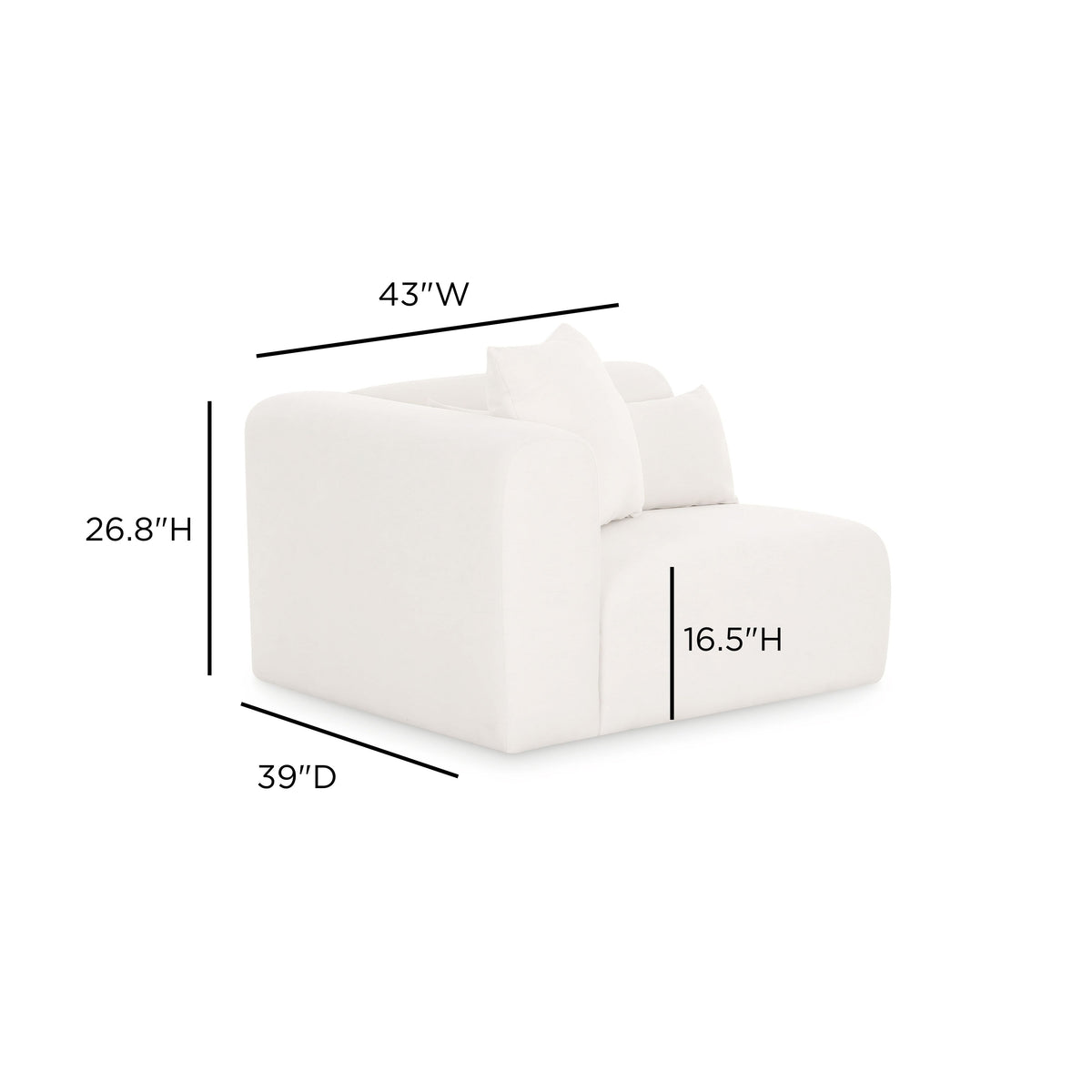Tarra Cream Performance Chenille Modular Corner Chair - View 11