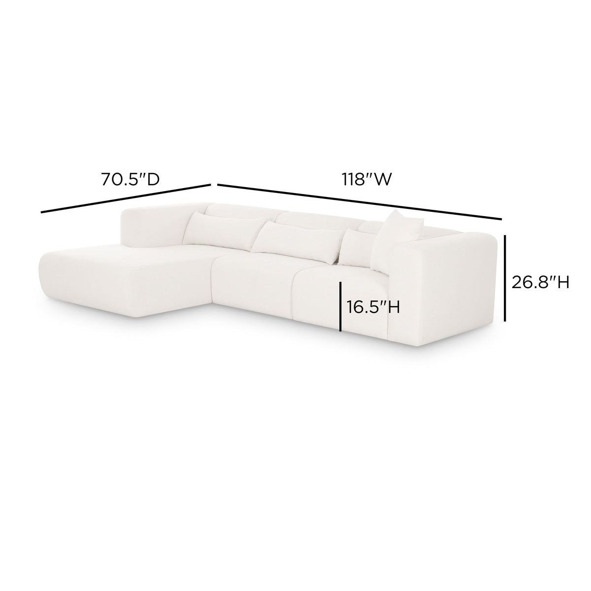 Tarra 3-Piece Cream Performance Chenille Modular Sectional - View 12