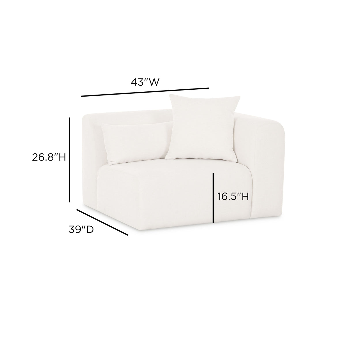 Tarra Cream Performance Chenille Modular Corner Chair - View 5
