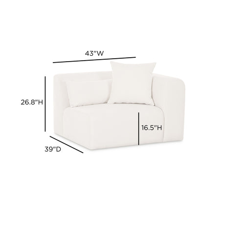 Tarra Cream Performance Chenille Modular Corner Chair - View 5