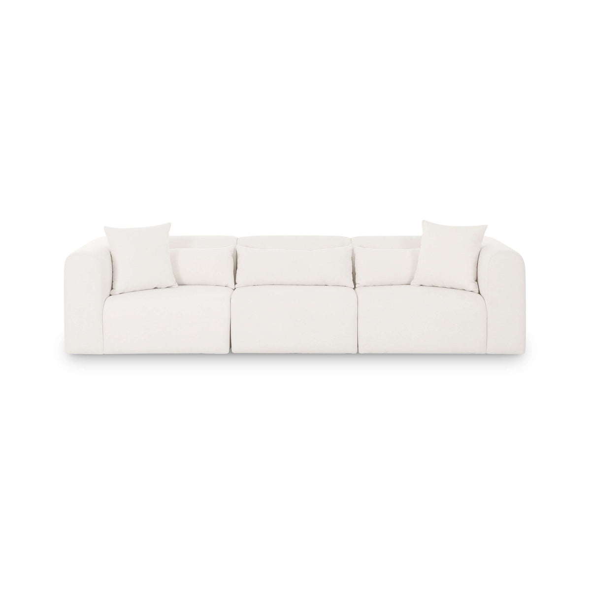 Tarra 118-Inch Modular Sofa in cream wide-channeled performance corduroy front view