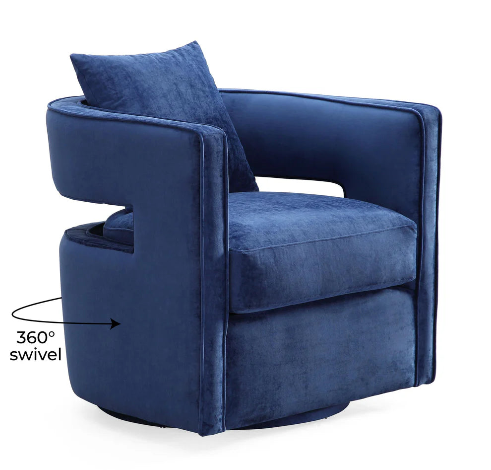 Kennedy Black Textured Velvet Swivel Chair