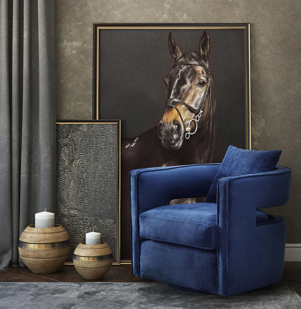 Kennedy Black Textured Velvet Swivel Chair