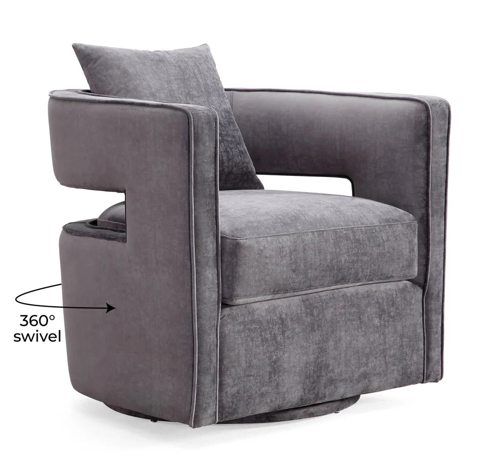 Kennedy Black Textured Velvet Swivel Chair