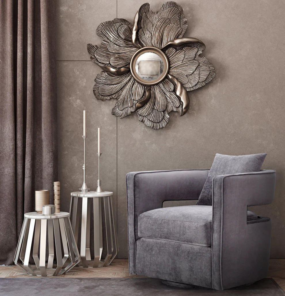 Kennedy Black Textured Velvet Swivel Chair