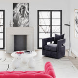 Kennedy Black Textured Velvet Swivel Chair