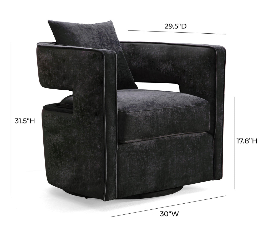 Kennedy Black Textured Velvet Swivel Chair dimensions