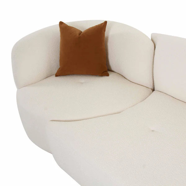 Fickle 144" 3-Piece Cream Boucle Modular Sofa