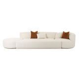 Fickle 144" 3-Piece Cream Boucle Chaise Modular Sofa