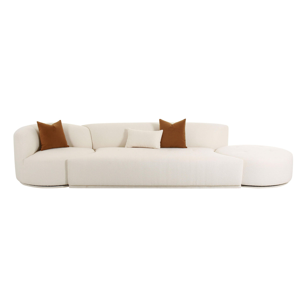 Fickle 144" 3-Piece Cream Boucle Chaise Modular Sofa