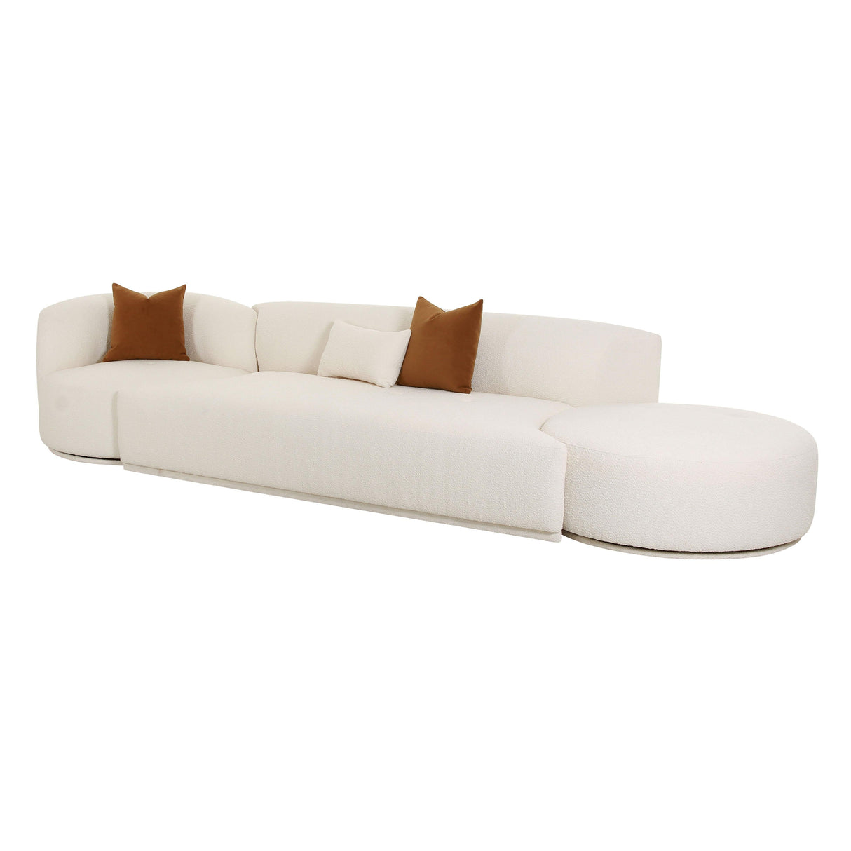 Fickle 144" 3-Piece Cream Boucle Chaise Modular Sofa