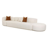 Fickle 144" 3-Piece Cream Boucle Chaise Modular Sofa